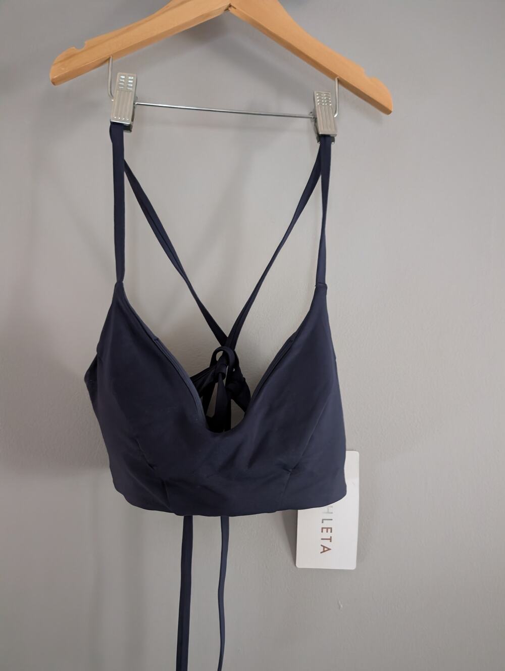 Athleta Navy Triangle Bikini Swim Top Size Medium A-C Cup NWT